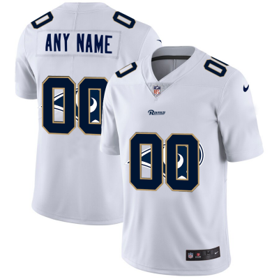 Los Angeles Rams Custom White Men's Nike Team Logo Dual Overlap Limited NFL Jersey